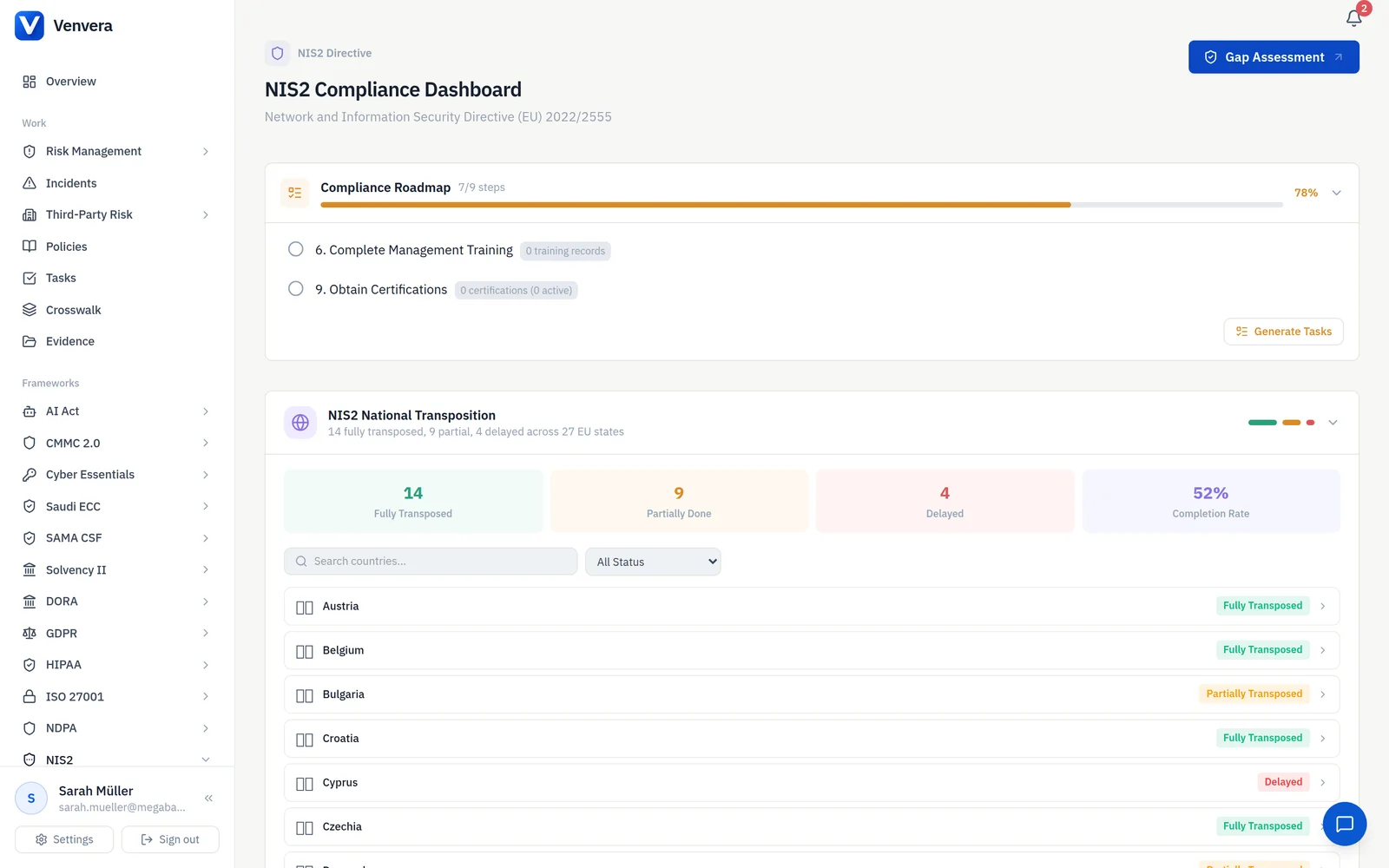 / NIS2 · ten Article 21 measures, one audit-ready screen