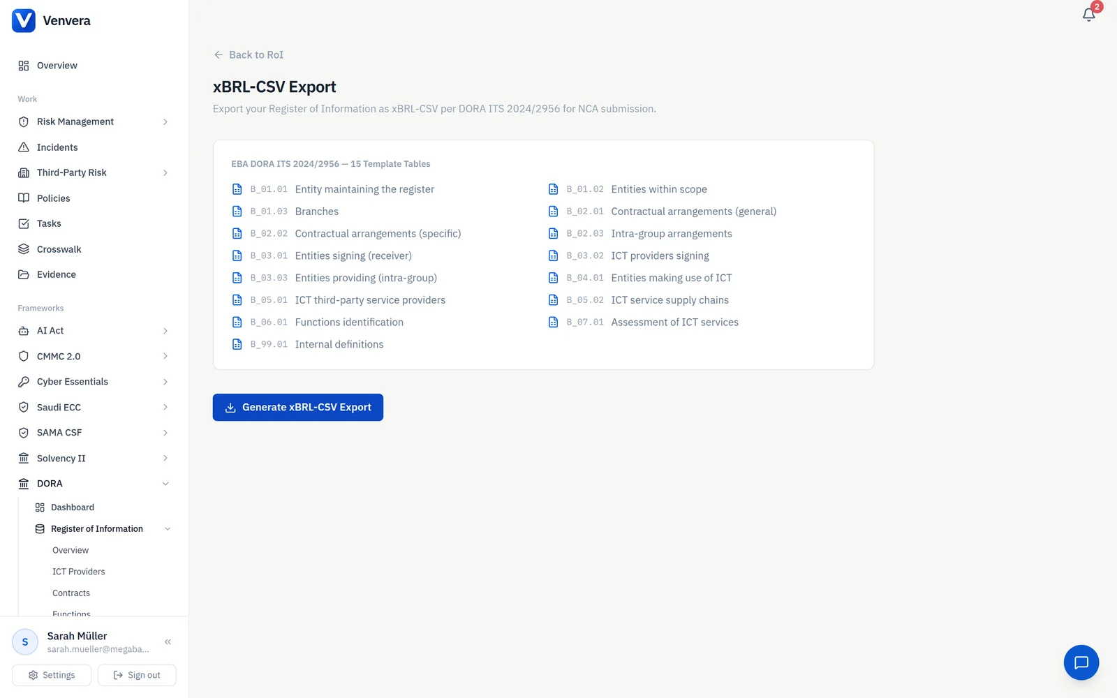 / REGISTER · all 15 tables, exported in one click